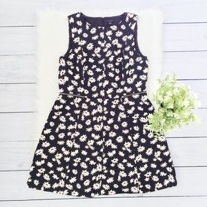 Ann Taylor Black White Floral Fit Flare Dress